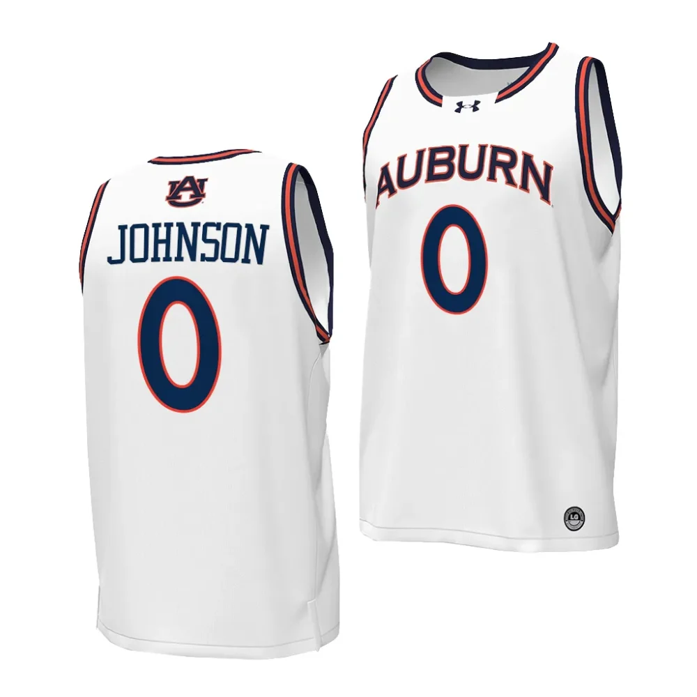 K.D. Johnson Auburn Tigers Men's #0 2023-24 Stitched College White Basketball Jersey 2412HIBH2