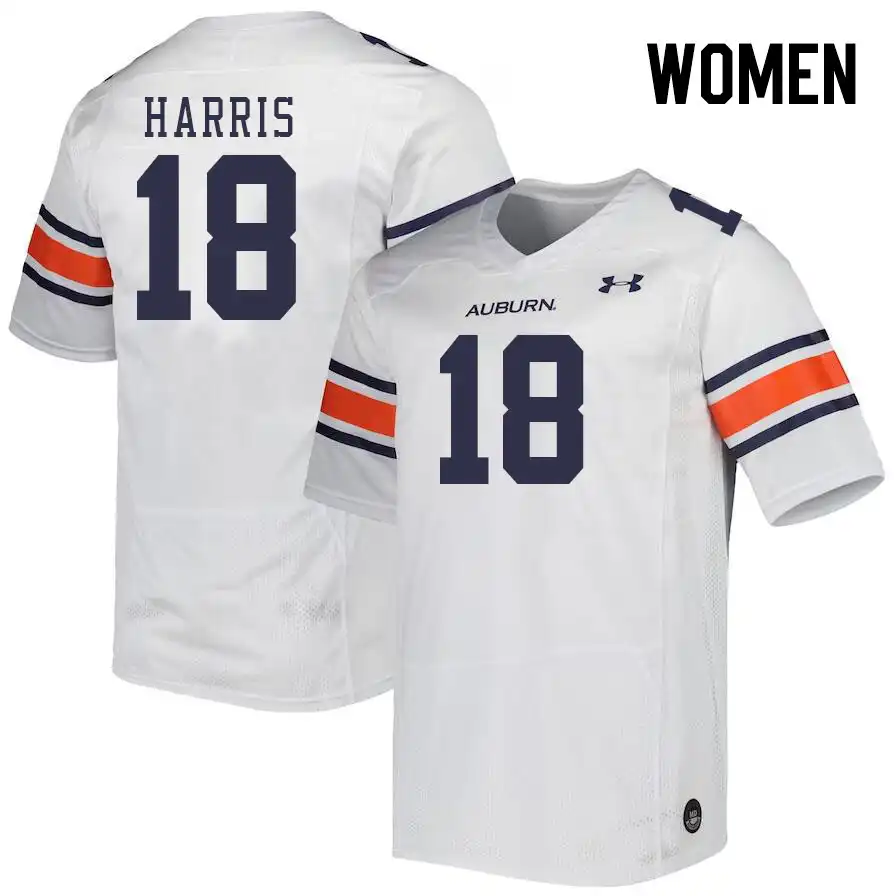 Kaleb Harris Auburn Tigers Women's #18 Stitched College White Football Jersey 2412YOYP3