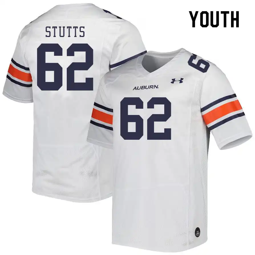 Kam Stutts Auburn Tigers Youth #62 Stitched College White Football Jersey 2412QMWX3