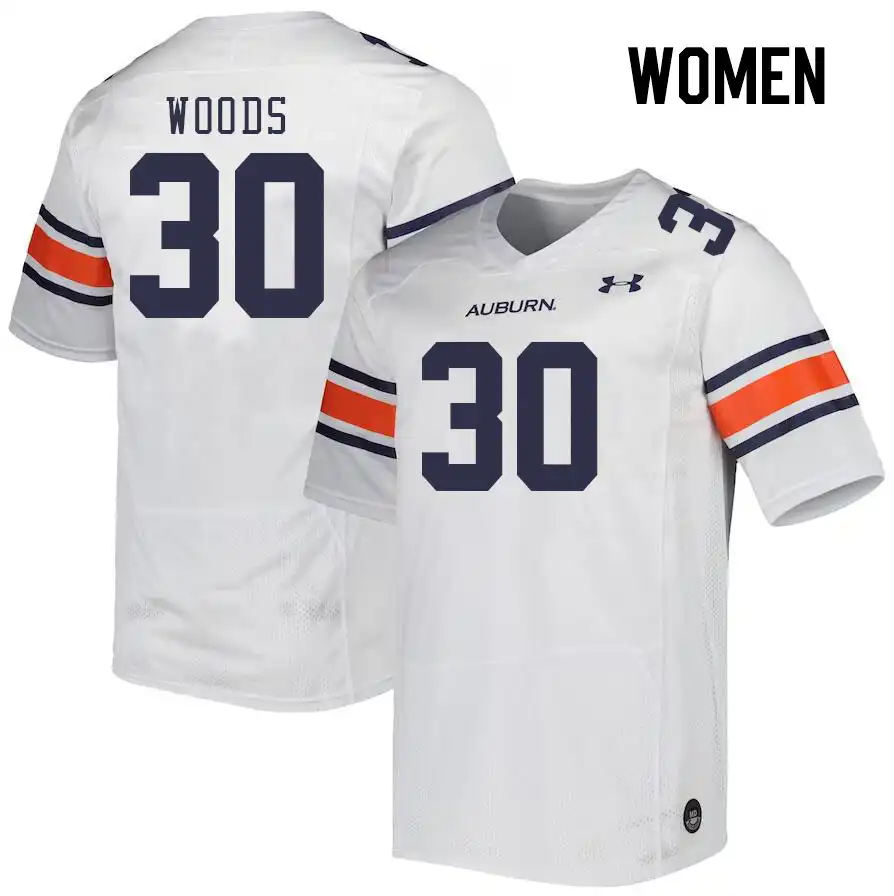 Kassidy Woods Auburn Tigers Women's #30 Stitched College White Football Jersey 2412BROU1