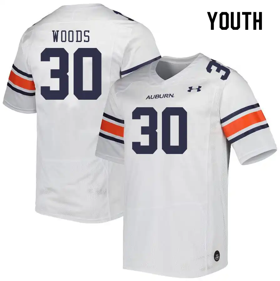 Kassidy Woods Auburn Tigers Youth #30 Stitched College White Football Jersey 2412QOFO0