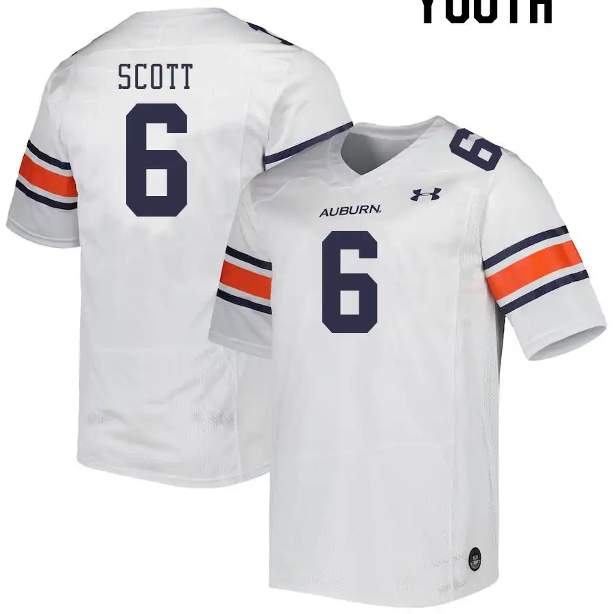 Keionte Scott Auburn Tigers Youth #6 Stitched College White Football Jersey 2412XQCJ4