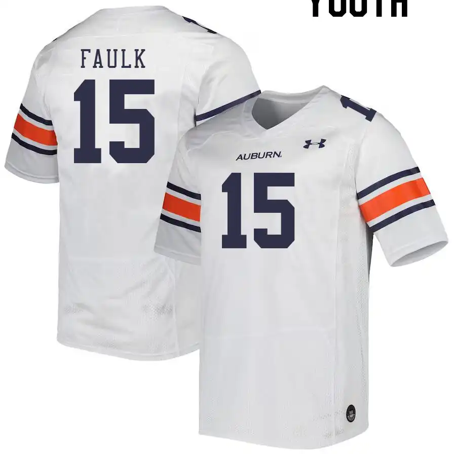 Keldric Faulk Auburn Tigers Youth #15 Stitched College White Football Jersey 2412DRFW2