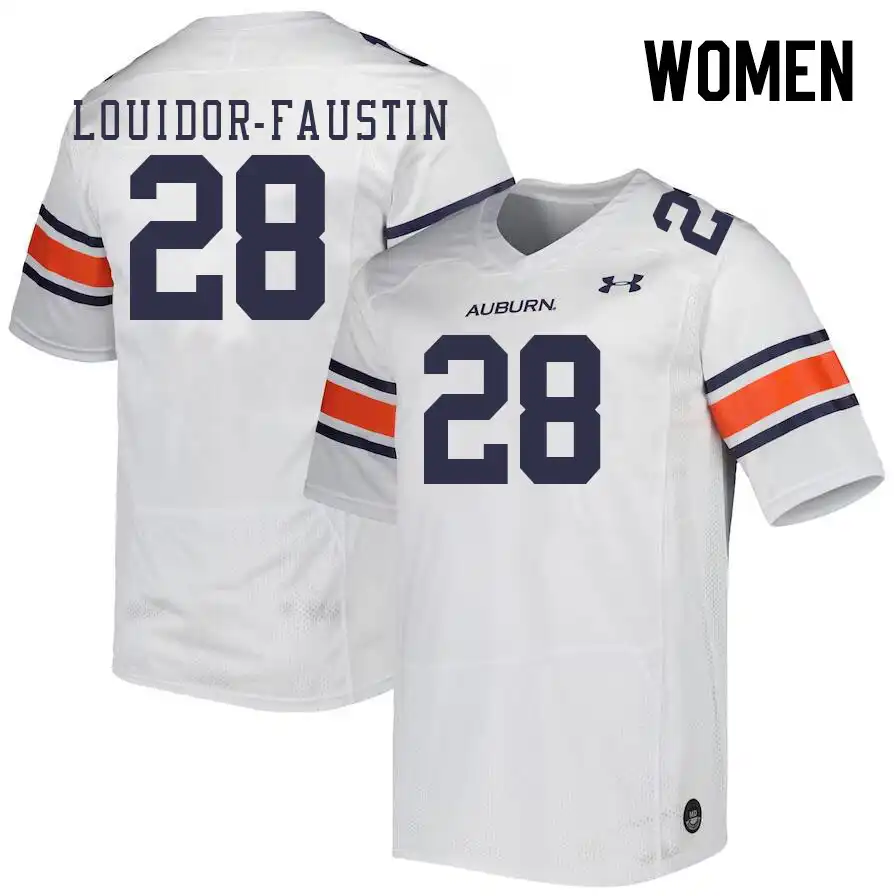 Kensley Louidor-Faustin Auburn Tigers Women's #28 Stitched College White Football Jersey 2412OOJQ3