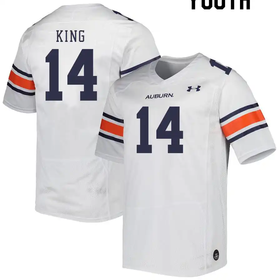 Landen King Auburn Tigers Youth #14 Stitched College White Football Jersey 2412XWWN6