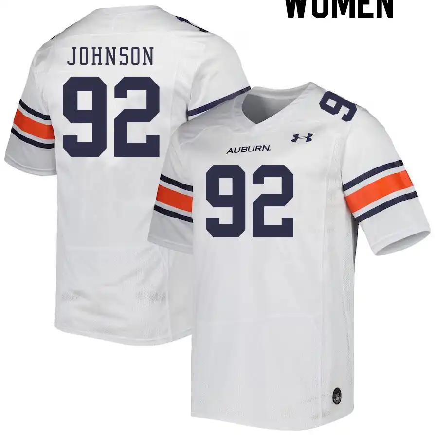 Lawrence Johnson Auburn Tigers Women's #92 Stitched College White Football Jersey 2412PFEC8