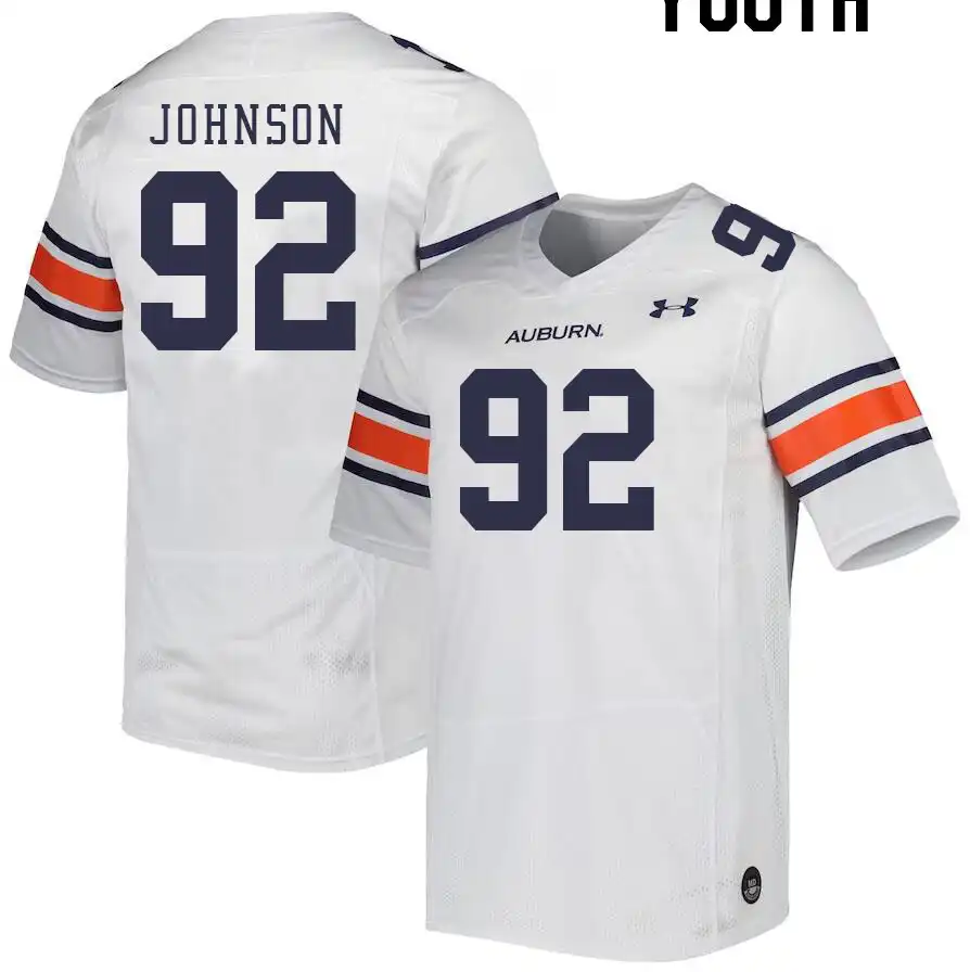 Lawrence Johnson Auburn Tigers Youth #92 Stitched College White Football Jersey 2412EBUS8