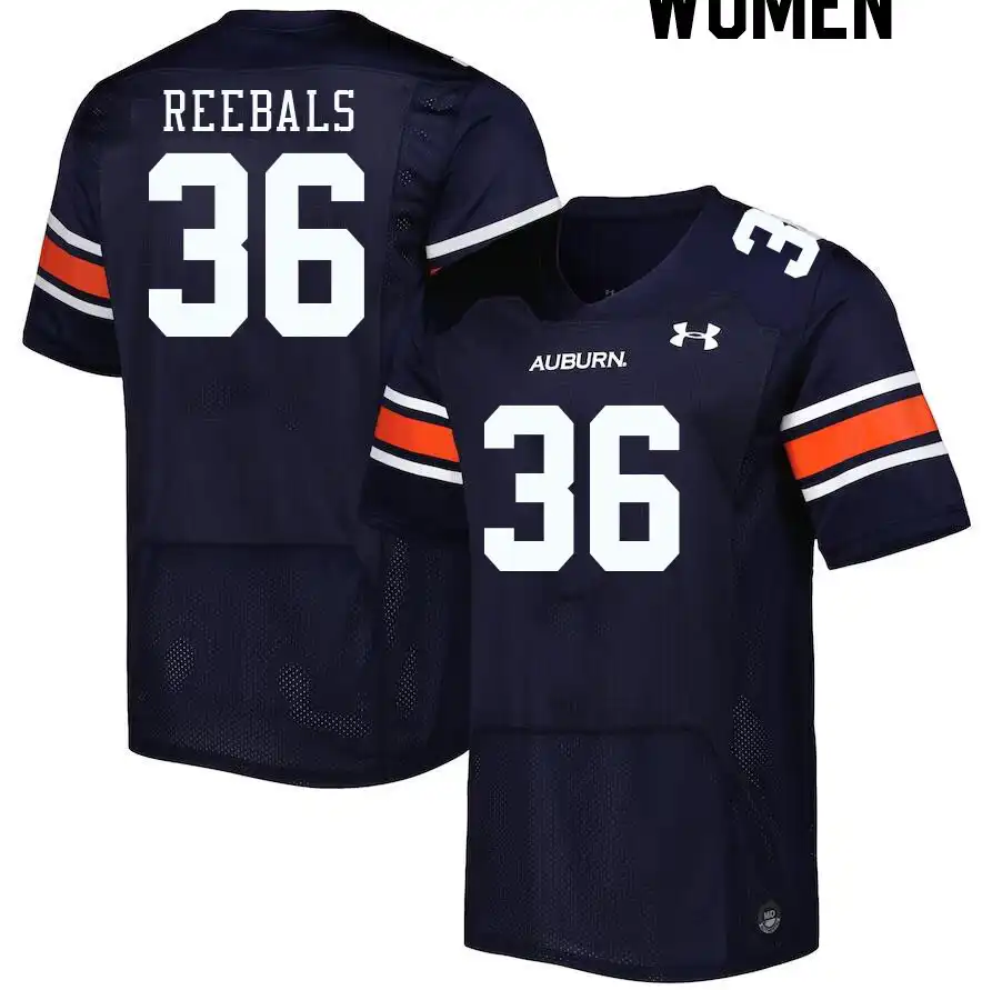 Luke Reebals Auburn Tigers Women's #36 Stitched College Navy Football Jersey 2412BSEE7