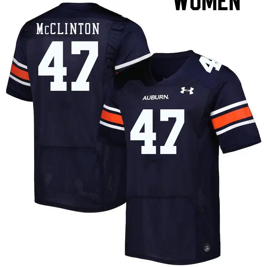 Mac McClinton Auburn Tigers Women's #47 Stitched College Navy Football Jersey 2412UEYK8