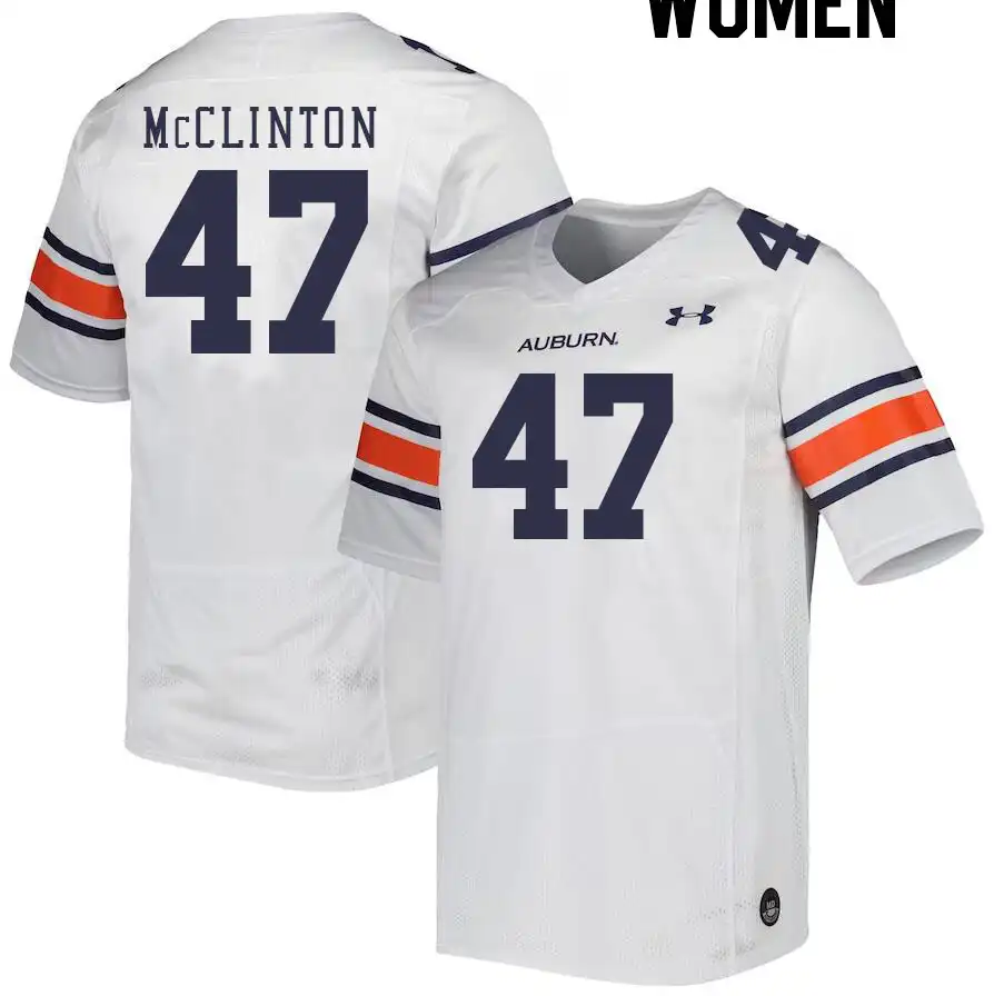 Mac McClinton Auburn Tigers Women's #47 Stitched College White Football Jersey 2412SXFO5