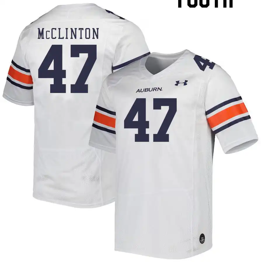 Mac McClinton Auburn Tigers Youth #47 Stitched College White Football Jersey 2412NFCI1