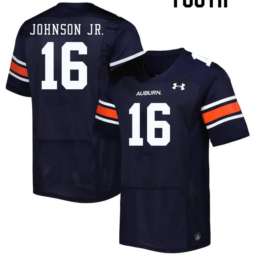 Malcolm Johnson Jr. Auburn Tigers Youth #16 Stitched College Navy Football Jersey 2412TUOG8