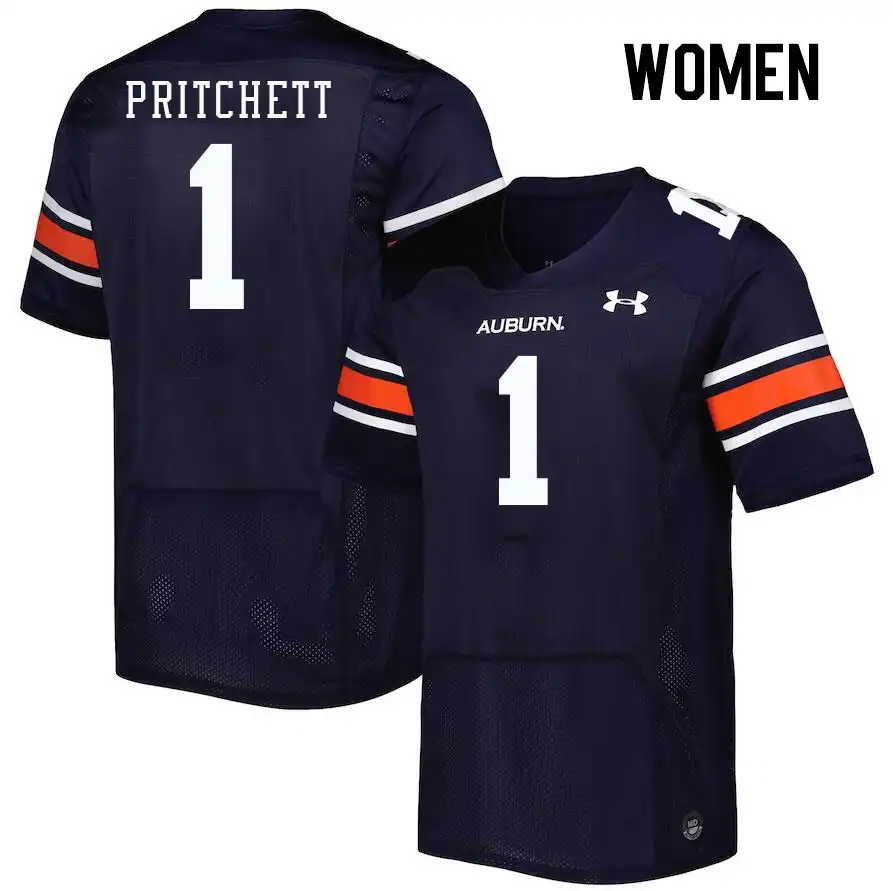 Nehemiah Pritchett Auburn Tigers Women's #1 Stitched College Navy Football Jersey 2412WUJY1