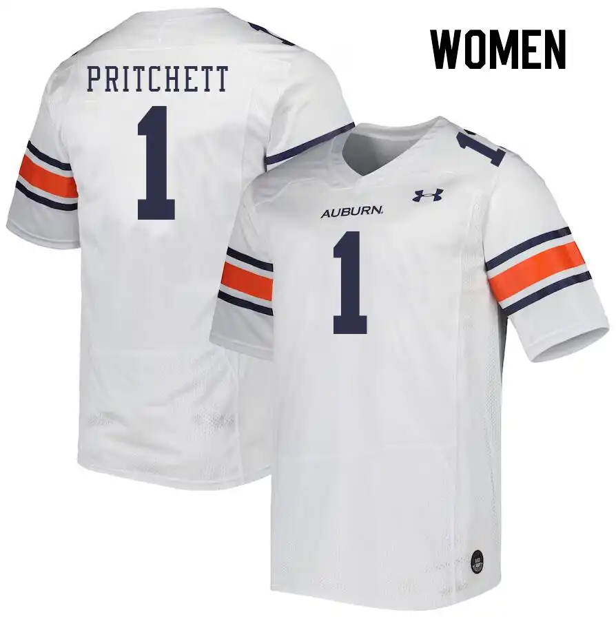 Nehemiah Pritchett Auburn Tigers Women's #1 Stitched College White Football Jersey 2412NHCR5