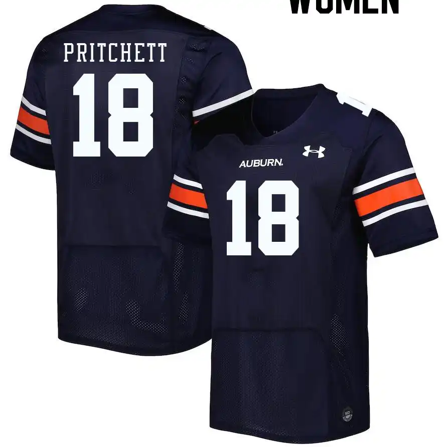 Nehemiah Pritchett Auburn Tigers Women's #18 Stitched College Navy Football Jersey 2412LTKY5