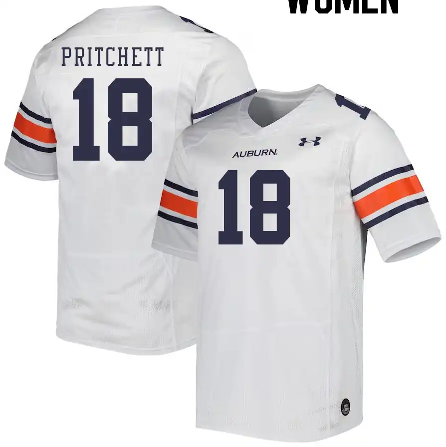 Nehemiah Pritchett Auburn Tigers Women's #18 Stitched College White Football Jersey 2412ECTZ5