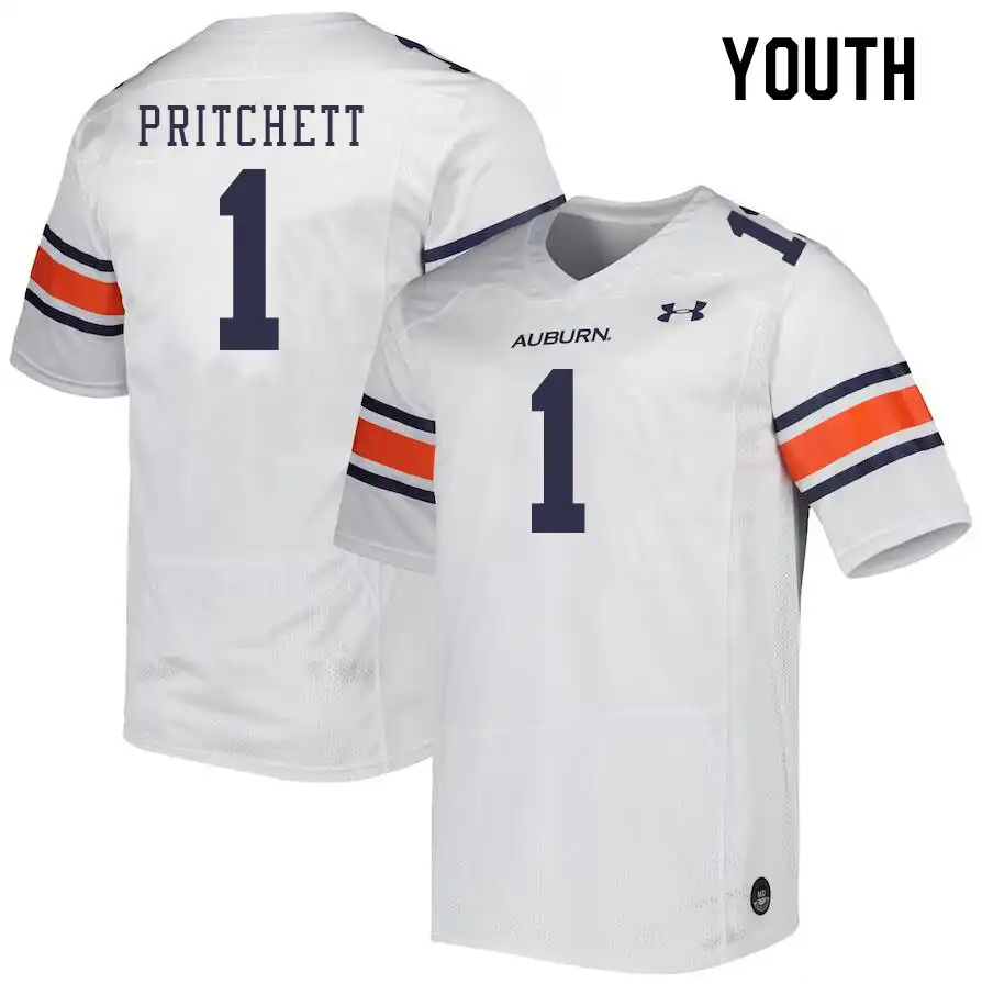 Nehemiah Pritchett Auburn Tigers Youth #1 Stitched College White Football Jersey 2412KWUQ8