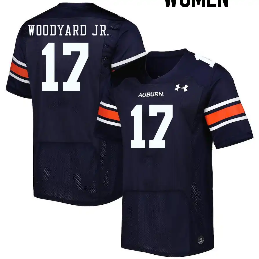 Robert Woodyard Jr. Auburn Tigers Women's #17 Stitched College Navy Football Jersey 2412IMFZ8