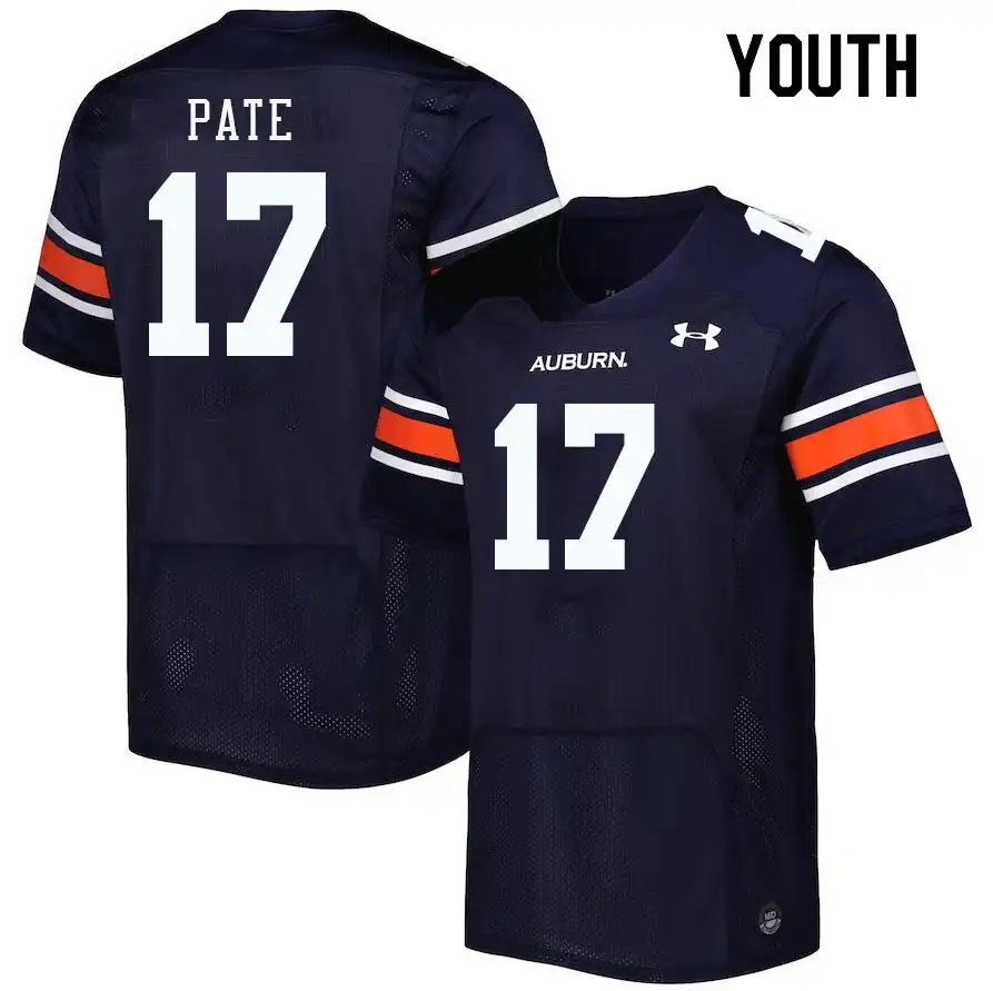 Sawyer Pate Auburn Tigers Youth #17 Stitched College Navy Football Jersey 2412AWLJ6