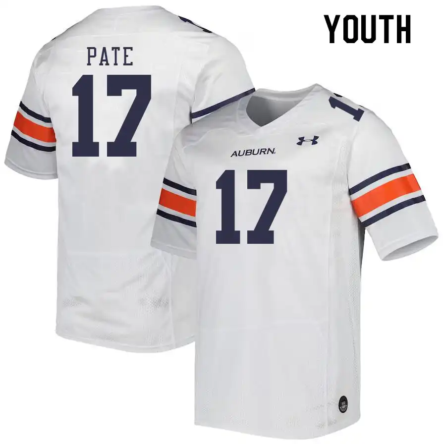 Sawyer Pate Auburn Tigers Youth #17 Stitched College White Football Jersey 2412OCLZ4