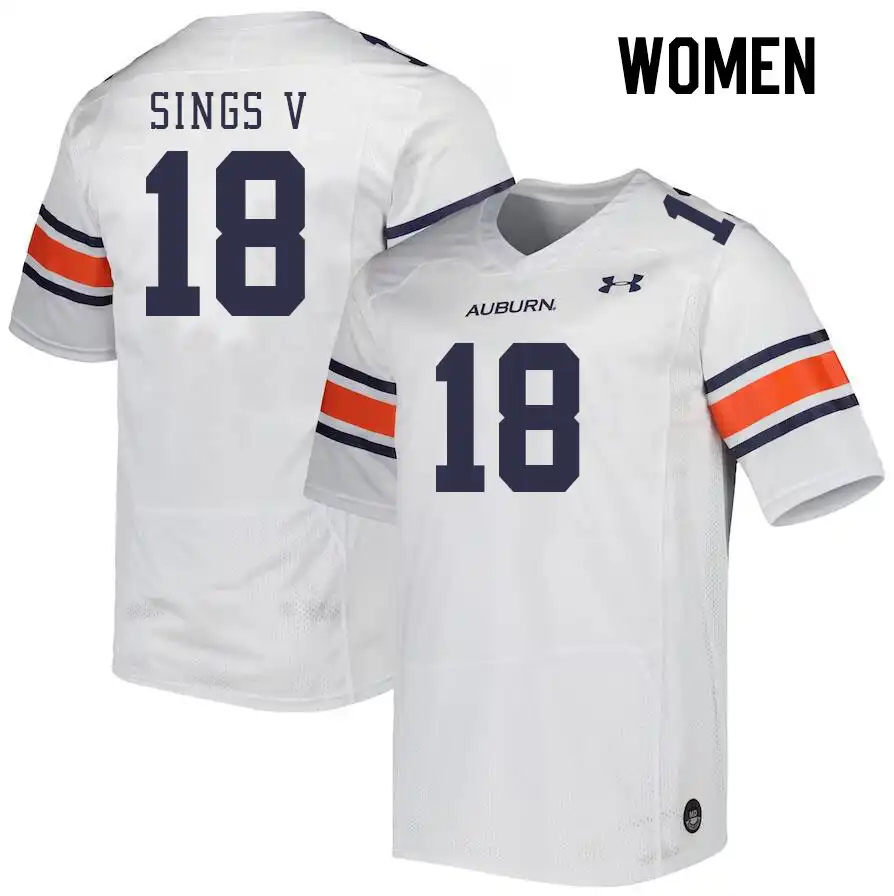 Stephen Sings V Auburn Tigers Women's #18 Stitched College White Football Jersey 2412GBYD6