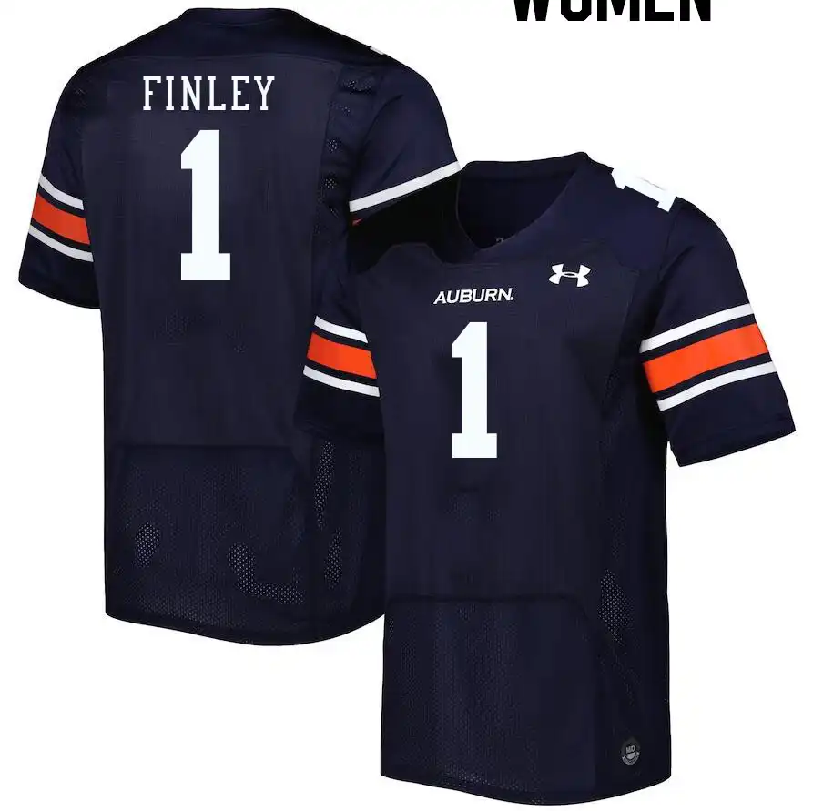 T.J. Finley Auburn Tigers Women's #1 Stitched College Navy Football Jersey 2412OWKB8