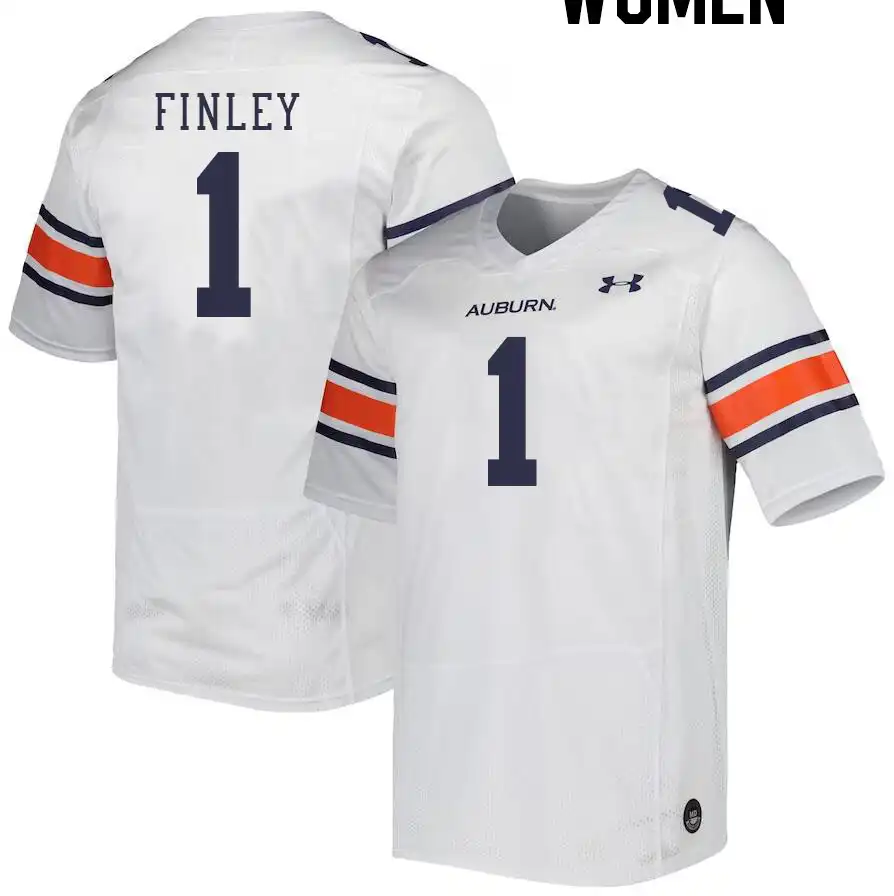 T.J. Finley Auburn Tigers Women's #1 Stitched College White Football Jersey 2412CXBH3