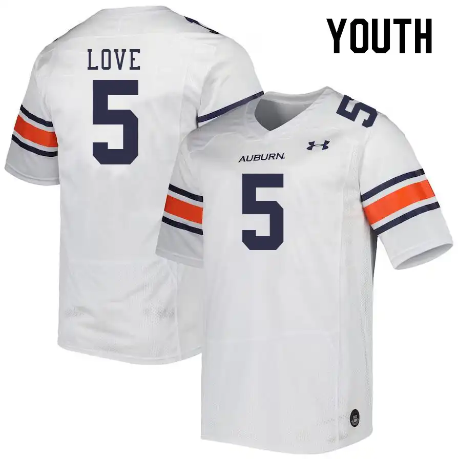 Terrance Love Auburn Tigers Youth #5 Stitched College White Football Jersey 2412IFER5