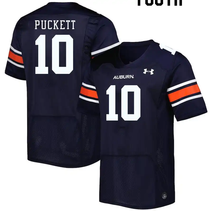 Zion Puckett Auburn Tigers Youth #10 Stitched College Navy Football Jersey 2412RFPQ0