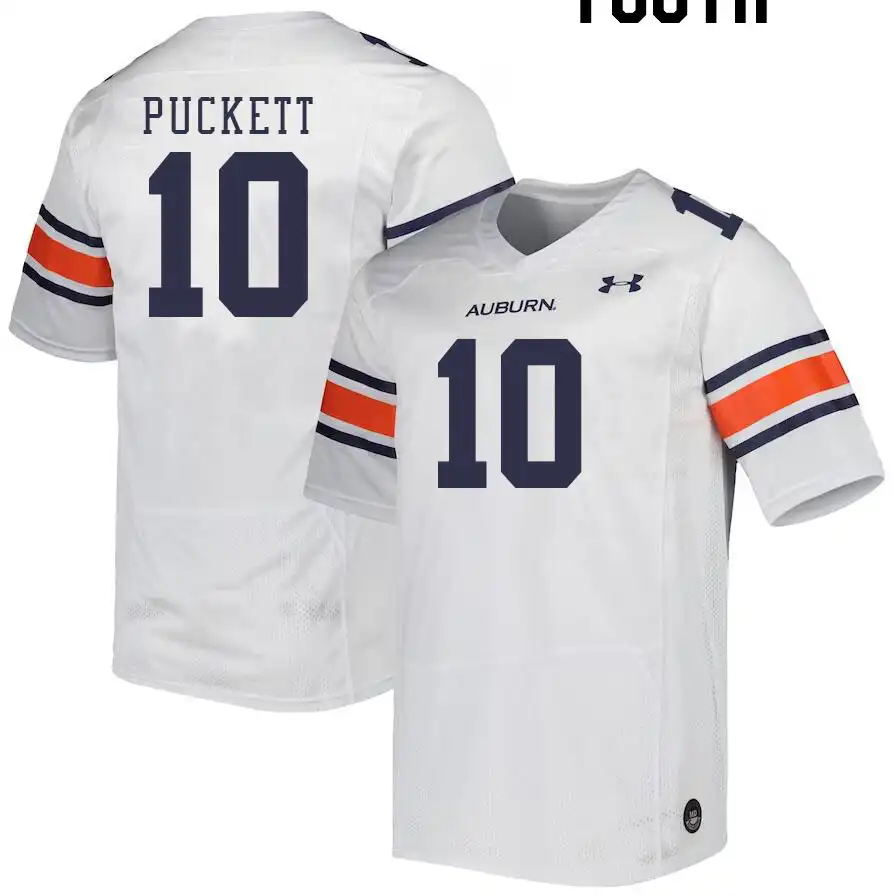 Zion Puckett Auburn Tigers Youth #10 Stitched College White Football Jersey 2412ZQOD4